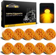 🚛 10pcs amber 9 led light trailer marker lights: waterproof, 12v sealed sleeper panel lights for trucks - partsam logo