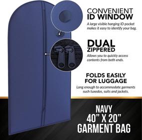 img 2 attached to 👔 Navy Suit Garment Travel Bags - Premium Heavy Duty & Lightweight 40” X 24” - Your Bags for Ultimate Convenience!