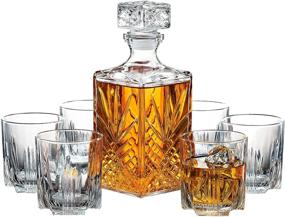 img 4 attached to 🥃 Impress with the Paksh Novelty 7-Piece Italian Crafted Glass Decanter & Whisky Glasses Set - Luxurious Whiskey Decanter and Stunning Cocktail Glasses