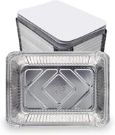 🍽️ premium 2.5-lb takeout pans with lids - 60 pack | heavy duty disposable aluminum foil for catering, parties, and meal prep | 8.6" x 6.1" x 2" | freezer, bbq, potluck, holidays | drip pans logo