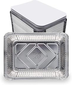 img 4 attached to 🍽️ Premium 2.5-LB Takeout Pans with Lids - 60 Pack | Heavy Duty Disposable Aluminum Foil for Catering, Parties, and Meal Prep | 8.6" x 6.1" x 2" | Freezer, BBQ, Potluck, Holidays | Drip Pans