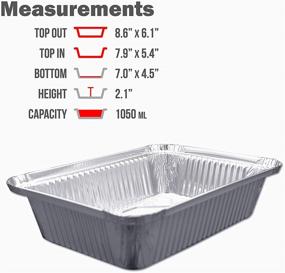 img 1 attached to 🍽️ Премиальные контейнеры для выноса объемом 2,5 фунта с крышками - 60 штук | Прочный одноразовый контейнер из алюминиевой фольги для кейтеринга, вечеринок и приготовления еды | 8,6" х 6,1" х 2" | Можно использовать в морозильной камере, на гриле, на пикнике, на праздниках | Хозяйственная емкость для жира