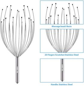 img 3 attached to 🏻 HEETA 2-Pack Head Scalp Massagers, 20 Fingers Scratcher for Deep Relaxation, Hair Stimulation, Stress Relief - Handheld Head Massager Scalp Scratcher (Silver & Silver)