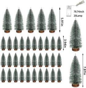 img 3 attached to 🎄 Mini Artificial Christmas Trees Set: 38 Pcs with LED Lights, Snow Frost Ornaments, Wood Base - Ideal Home Decor, Crafts, and Tabletop Decoration