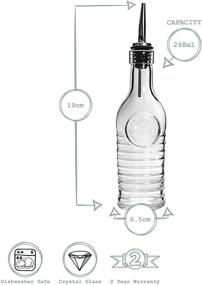 img 2 attached to Bormioli Rocco Officina 1825 Glass Olive Oil and Vinegar Bottle with Stainless Steel Pourer - 268ml - Set of 2