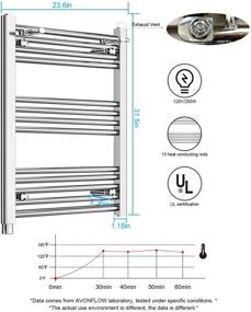 img 2 attached to 🔥 AVONFLOW 250W Chrome Mirror Polish UL Certified Heated Towel Warmer Rack Towel Heater for Bathroom with 13+1 Bars