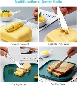 img 1 attached to 🧈 The Improved Butter Spreader Knife - Stainless Steel Butter Knife Spreaders with Curler, Holes, and Serrated Grater - 3-in-1 Kitchen Gadgets by HAHAYOO