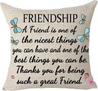 🎁 a beautiful friendship gift - 18x18 inches decorative throw pillow cover in cotton linen material; perfect for cherishing friends and loved ones логотип