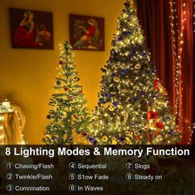 img 3 attached to 🎄 300 LED Christmas Lights Outdoor Indoor, 110Ft 8 Modes Warm White End-to-End Connectable Fairy String Light Plug in for Xmas Tree Party Wedding Outside Decorations - TOUBIK