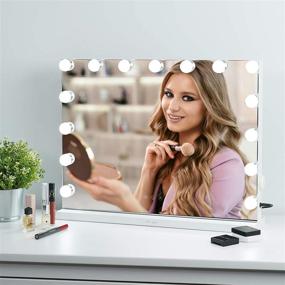 img 4 attached to 💄 SL4U Hollywood Lighted Makeup Mirror with 15 Dimmable Led Bulbs – Vanity Mirror for Dressing Room, Bedroom – Tabletop or Wall Mounted – Slim Metal Frame in White