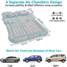 img 3 attached to 🚗 Inflatable SUV Air Mattress Car Bed Camping Cushion Pillow - Thickened Car Air Bed with Electric Air Pump and Flocking Surface - Portable Sleeping Pad for Travel, Camping, Minivan, Van, Trunk