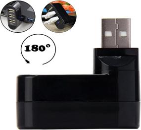 img 2 attached to 👽 Sudroid 3-Port USB 2.0 Rotatable Hub - Black [90°/180° Degree Rotatable] - Enhanced Connectivity and Flexibility"