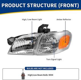 img 3 attached to 🚘 1997-2005 Chevy Venture Chrome Housing Amber Reflector Headlight Assembly with Corner Lights - Enhancing Your Visibility!