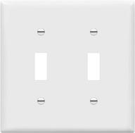 🔳 enerlites 2-gang toggle light switch wall plate, glossy finish, 4.50" x 4.57" size, double switch cover, durable polycarbonate thermoplastic, model 8812-w in white logo