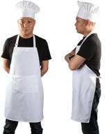 yotache chef apron set and hat – adjustable adult kitchen apron, baker costume for men and women – 1 set (33 inches long x 26 inches wide) logo