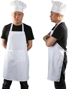 img 4 attached to Набор фартука и шапки Yotache Chef - регулируемый кухонный фартук для взрослых, костюм пекаря для мужчин и женщин - 1 набор (33 дюйма длиной x 26 дюймов в ширину)