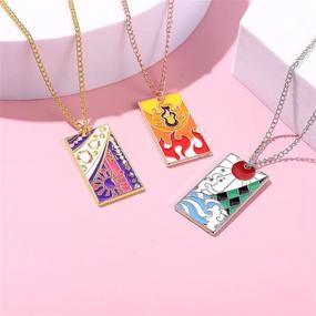 img 1 attached to 🗡️ Demon Slayer Tanjiro Necklace Pendant - Stylish Kimetsu No Yaiba Anime Hanafuda Necklace - Fashionable Cosplay Jewelry For Women and Girls