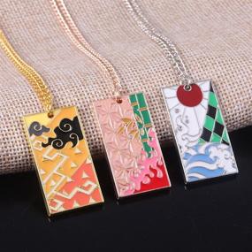 img 3 attached to 🗡️ Demon Slayer Tanjiro Necklace Pendant - Stylish Kimetsu No Yaiba Anime Hanafuda Necklace - Fashionable Cosplay Jewelry For Women and Girls