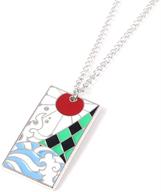 🗡️ demon slayer tanjiro necklace pendant - stylish kimetsu no yaiba anime hanafuda necklace - fashionable cosplay jewelry for women and girls logo