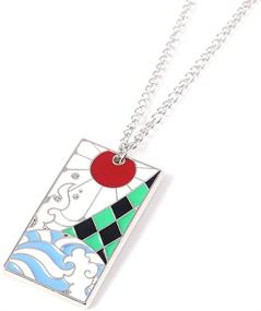 img 4 attached to 🗡️ Demon Slayer Tanjiro Necklace Pendant - Stylish Kimetsu No Yaiba Anime Hanafuda Necklace - Fashionable Cosplay Jewelry For Women and Girls