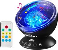 🌊 ocean wave projector, ohuhu 12 led skylight projector lamp with 7 color modes, ocean sound machine with timer, music speaker, and night light for kids, baby, adult, bedroom, living room, christmas gift, and room decoration логотип