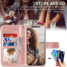 img 1 attached to CASEOWL Case for iPhone 11: Marble Pattern Wallet Case with Magnetic Car Mount Support [Pink]