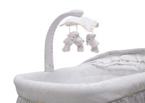 img 1 attached to 🐤 Кроватка Simmons Kids Gliding Bedside Bassinet - Портативная кроватка с подвижной трубой, вращающимися игрушками, вибрацией, ночником и музыкой - Павлин - Улучшенный SEO