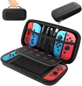 img 4 attached to BOOGIIO Nintendo Switch Carrying Case - Travel Box with 10 Game Card Holders & Accessories Pouch [Black]