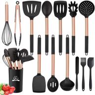 versatile 14pcs silicone cooking utensil set: non-stick, heat resistant copper stainless steel handle kitchen tools - bpa free, non toxic logo