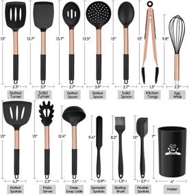 img 3 attached to Versatile 14pcs Silicone Cooking Utensil Set: Non-stick, Heat Resistant Copper Stainless Steel Handle Kitchen Tools - BPA Free, Non Toxic