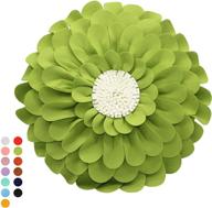 🌼 floral decorative throw pillow – 3d daisy flower design – patented couch & bed flower-shaped cushion – soft & cozy (17" flower, 16" pillow with insert, lime/ivory) logo