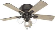 🔨 hunter crestfield 42" low profile ceiling fan with led light - noble bronze finish and pull chain control логотип