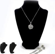 💎 adorox (set of 2) black velvet necklace pendant chain jewelry display stand rack логотип