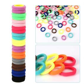 img 1 attached to 👧 120PCS Baby Hair Ties: Cotton Toddler Hair Bands for Girls and Kids - Seamless, Elastic Ponytail Holders (1 Inch Diameter, Assorted Colors) by Nspring