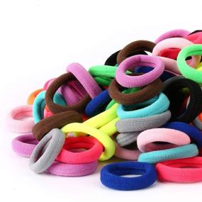 img 4 attached to 👧 120PCS Baby Hair Ties: Cotton Toddler Hair Bands for Girls and Kids - Seamless, Elastic Ponytail Holders (1 Inch Diameter, Assorted Colors) by Nspring