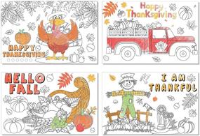 img 4 attached to Thanksgiving Placemats Coloring Activity Disposable