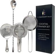 🍹 thebarsentials stainless steel cocktail strainer set - including hawthorne, julep, and fine-mesh strainers/sifters with stirring spoon logo