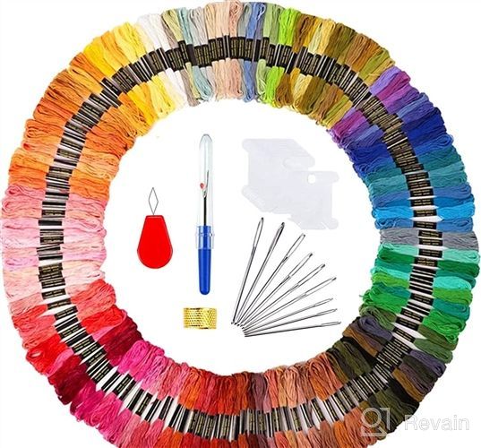 img 1 attached to 🌈 Vibrant Rainbow Embroidery Floss: 50 Skeins for Cross Stitch, Friendship Bracelets, and Crafts review by Kelsey Brown