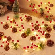 🎄 outdoor and indoor christmas lights with garland, fairy led lights, pinecone berries decoration for winter holiday, new year decor. battery powered (2m 20 lights, pine cone) логотип