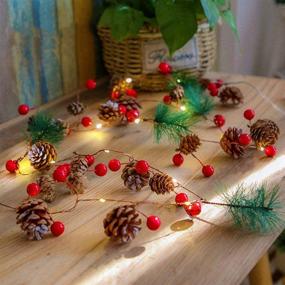 img 3 attached to 🎄 Outdoor and Indoor Christmas Lights with Garland, Fairy LED Lights, Pinecone Berries Decoration for Winter Holiday, New Year Decor. Battery Powered (2M 20 Lights, Pine Cone)