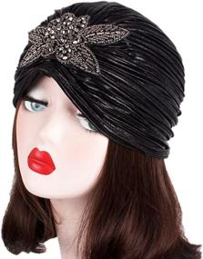 img 3 attached to 🎩 Glamorous CHUANGLI Women's 20S Gatsby Turban Hat: Elegant Ruffle Glitter Pleated Head Wraps for Ultimate Style and Comfort