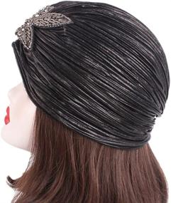 img 2 attached to 🎩 Glamorous CHUANGLI Women's 20S Gatsby Turban Hat: Elegant Ruffle Glitter Pleated Head Wraps for Ultimate Style and Comfort