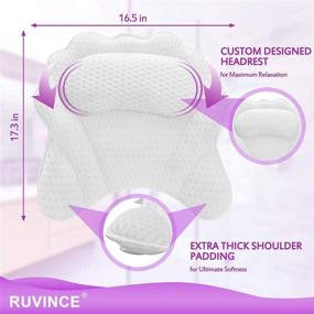 img 2 attached to RUVINCE Ergonomic Luxury Bath Pillow: Ultimate Head, Neck, Shoulder, and Back Support for a Relaxing Spa-like Experience in Your Bathtub, Hot Jacuzzi, or Spa Tub