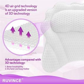 img 3 attached to RUVINCE Ergonomic Luxury Bath Pillow: Ultimate Head, Neck, Shoulder, and Back Support for a Relaxing Spa-like Experience in Your Bathtub, Hot Jacuzzi, or Spa Tub