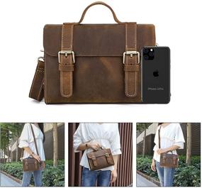 img 1 attached to 👜 Augus Brown Leather Messenger Bag for Women - Crossbody Purse Tote with Magnetic Buckle & Adjustable Shoulder Straps