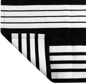 img 1 attached to OJIA Black and White Outdoor Rug 3 x 5 ft: Hand-Woven Cotton Striped Rug, Machine Washable Indoor/Outdoor Area Rug for Farmhouse, Front Door & Living Room