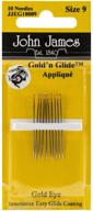 🪡 premium colonial needle gold'n glide size 9 applique hand needles - 10-pack for superior stitching logo