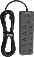 🔌 ntonpower power strip with long 25 ft cord, surge protector flat plug extension cord with 10 outlets 2 usb ports, overload protection, 1080 joules, wall mountable for indoor, home office, workbench logo