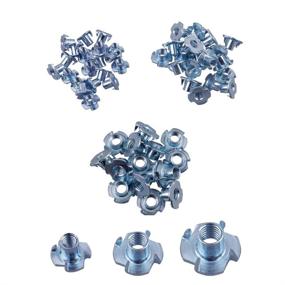 img 3 attached to 🔩 Eowpower 60-Piece Set of Zinc Plated Tee T-Nuts - 1/4"-20 x 7/16", 3/8"-16 x 7/16", 5/16"-18 x 7/16" - Includes 20 of Each Size