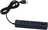 cotchear high-speed usb 2.0 multi-port hub with 6 ports, tf/sd card reader - all in one pc computer accessories (black) logo